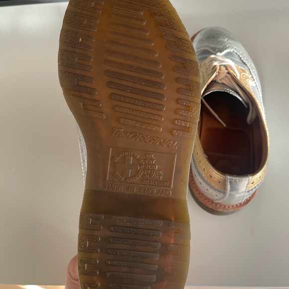 Dr martens Silver brogues with gold trim and leather sole - Picture 5 of 5
